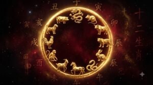 Chinese Zodiac: What Your Animal Sign Says About You (2026 Guide) 3 Zodiac Magic Chinese zodiac calculator with 12 golden animal symbols on deep red and gold background