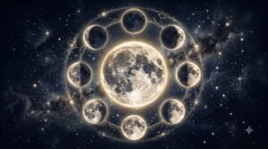 What Moon Phase Was I Born Under? (2026 Full Guide) 2 Birth moon phase guide with 8 lunar phases and glowing moon