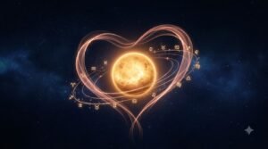 Venus Sign Meaning: Love Language & Attraction Decoded 2 Venus sign meaning guide with golden planet and rose-gold light ribbons