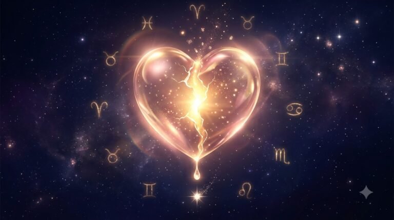 Zodiac breakup recovery guide by zodiac sign with glowing healing heart