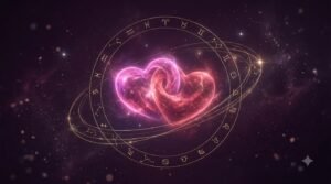 Zodiac Compatibility Calculator: Are You Two Actually a Match? (2026 Guide) 3 Zodiac compatibility calculator with two intertwined glowing hearts and zodiac symbols