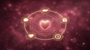 Zodiac Love Language: How Your Sign Gives & Receives Love 3 Zodiac Magic love language calculator with 5 love language symbols on rose-gold cosmic background