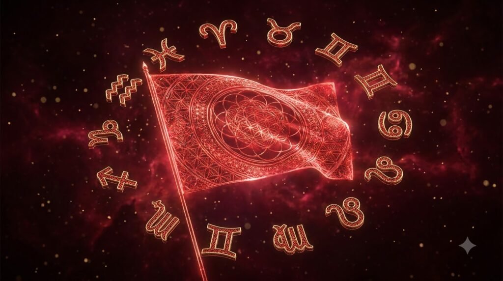 Zodiac Red Flags: The Complete 2026 Guide to Your Sign's Warning Signs 6 Zodiac Magic red flag guide with glowing red flag and zodiac symbols on cosmic background
