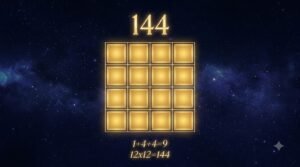 Angel Number 144: The Number That Closes Every Open Loop 2 Angel number 144 sealed grid guide with cosmic 12x12 pattern and numerology