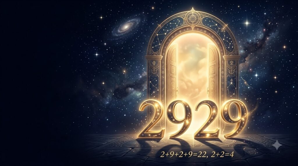 Angel Number 2929: Why You're Stuck at a Door That's Already Closed 19 Angel number 2929 exit sign guide with cosmic doorway and numerology