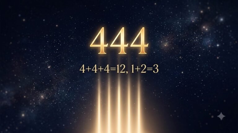 Angel number 444 reinforced ground guide with cosmic support beams and numerology